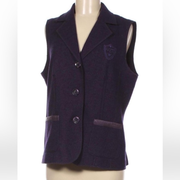 Vtg Erfo red vest, button down, pockets, blend polyester/wool Size L - Picture 12 of 17